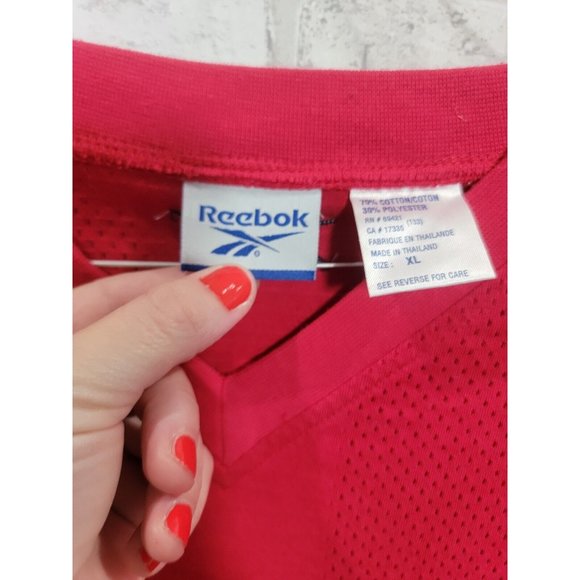Vintage Reebok Logo Spell‎ Out Embroidered T Shirt Size XL Vented Red 90s - Picture 3 of 10